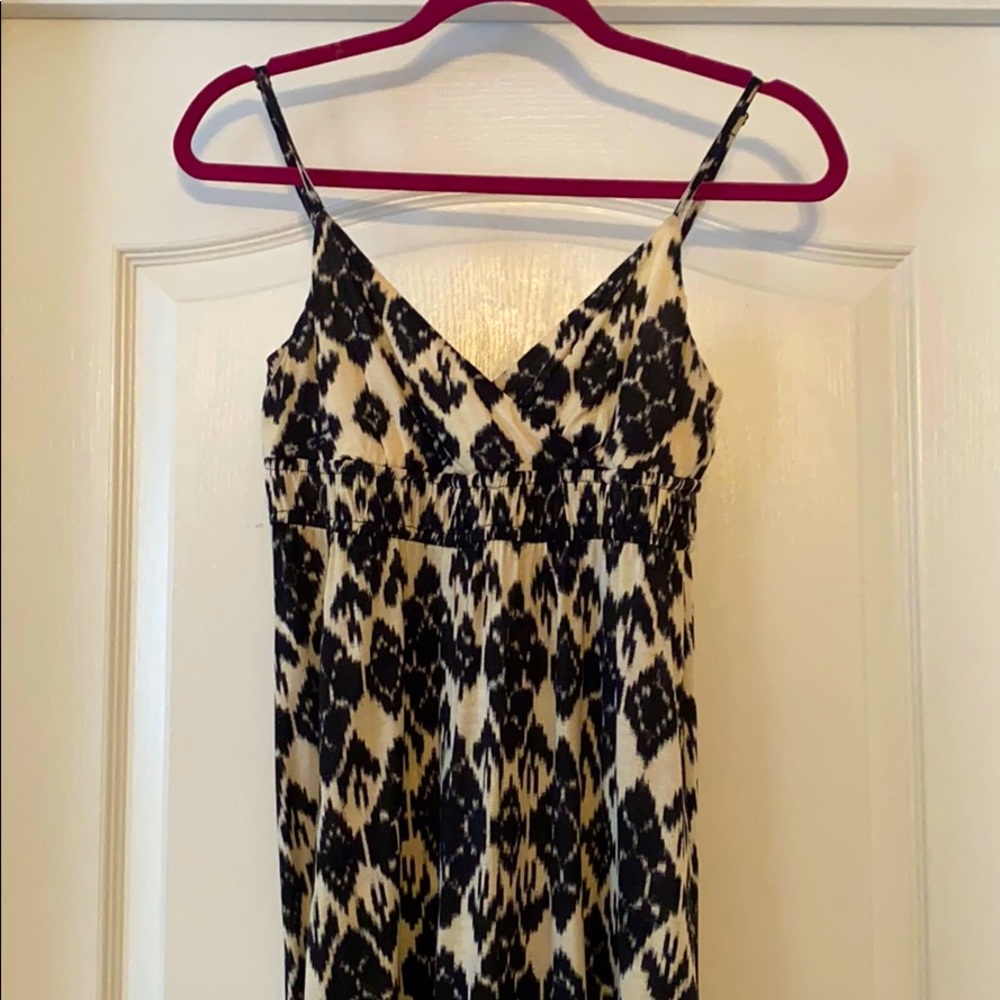 LOFT Small Petite Black and White Aztec Maxi Dress